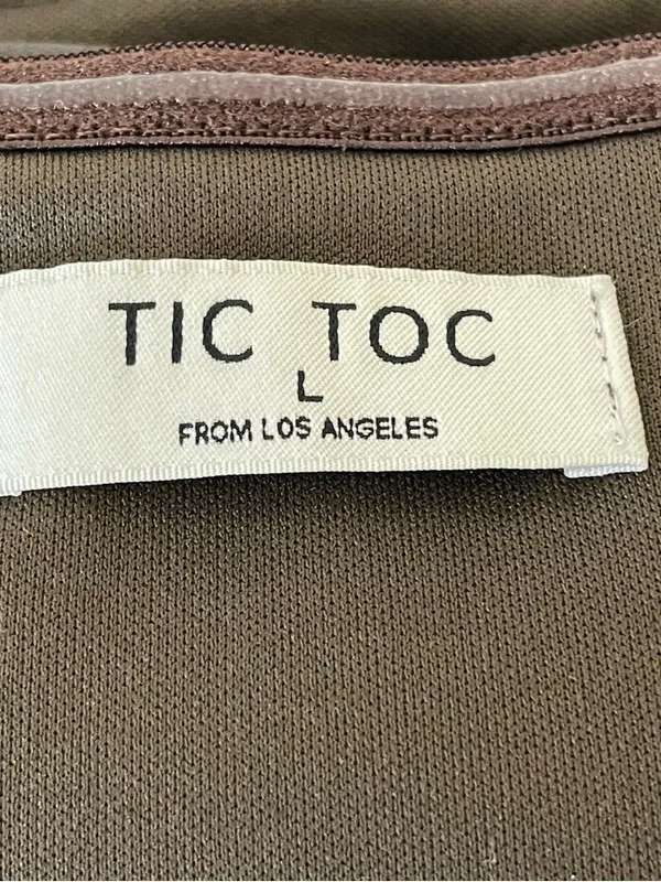 TIC TOC From Los Angeles Brown Faux Leather Tube Bow‎ Details Top Size L - Image 3