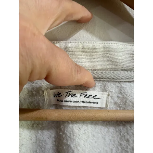We The Free Lace Up Sweatshirt Cream Raw Hem Distressed Pullover Sz S - Image 3