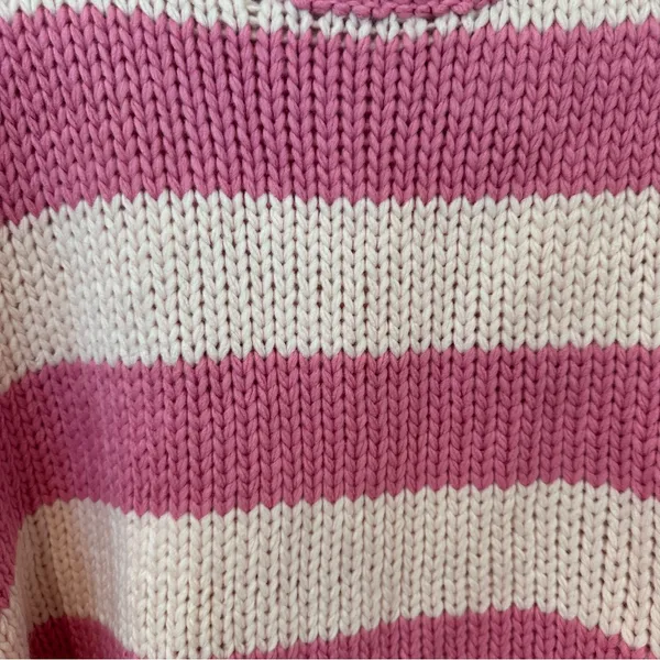 Edikted Chunky Crop Sweater Sz XS / S Pink Striped Chunky Knit Oversized - Image 4