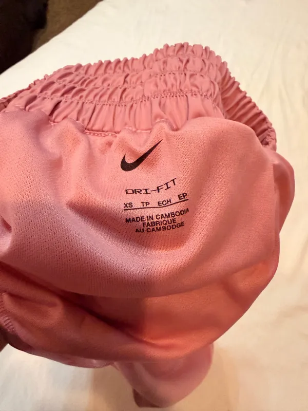 Nike Dri-FIT Pink Smocked High Rise Running Shorts XS - Image 3