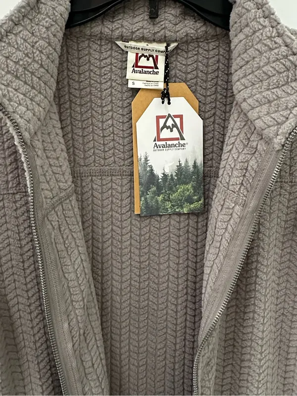 Avalanche Hawthorn Cabled Fleece Jacket NEW Gray Small - Image 5