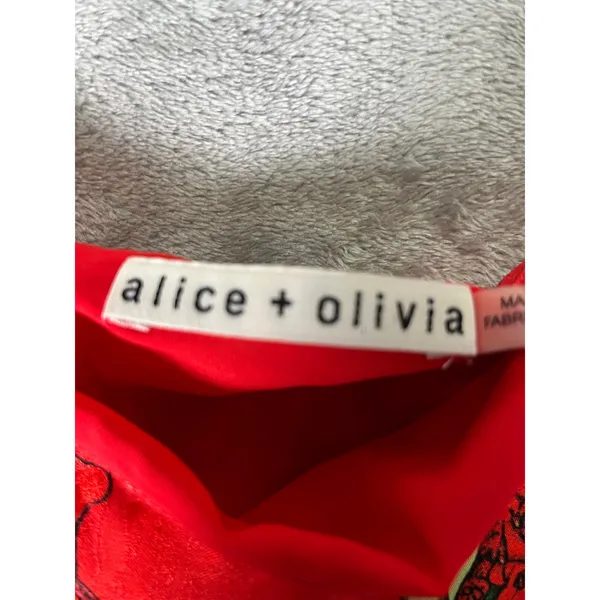 Alice + Olivia Red Floral Off The Shoulder Bell Sleeve Peasant Blouse Boho Top M - Image 5