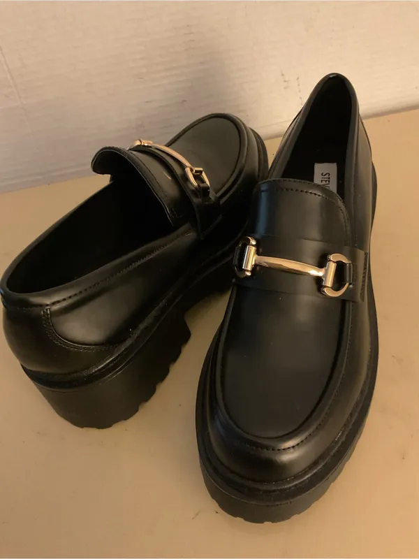 Steve Madden women black leather platform loafer Approach shoes US 10 - Image 2