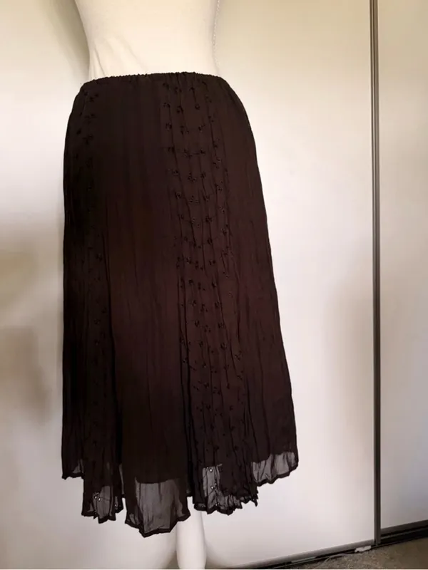 Allison Taylor Chocolate Brown Pleated Midi Skirt - Image 2