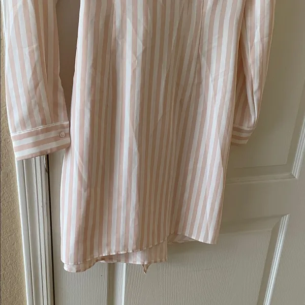 Alex Marie Cream and Blush Striped Wrap Shirt Dress - Image 7