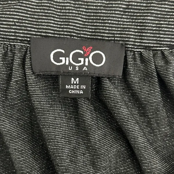 Gigio‎ Women Party Y2K Tiered Tunic Babydoll Top M Black Metallic Silver Shimmer - Image 6