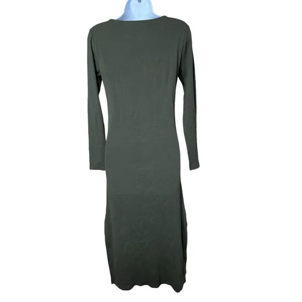 Aerie Green Ribbed Long Sleeve Midi Dress Size Small - Image 6