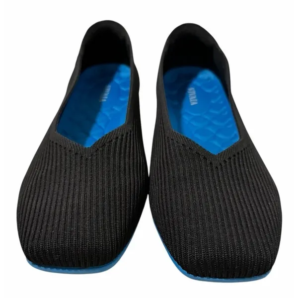 VIVAIA Margot Walker Square Toe Knit Flats‎ Black Blue Sole EU 40 Size 9 - Image 3