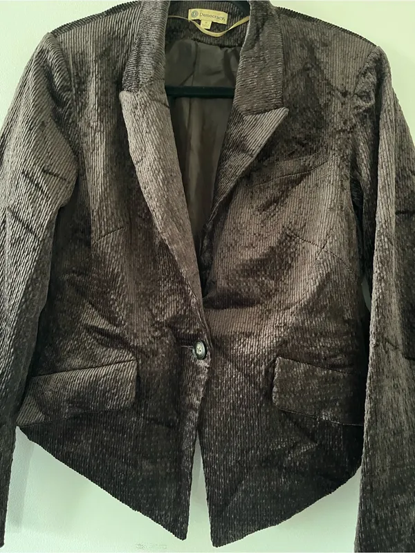 Democracy Brown Velvet Corduroy Blazer Small Western Equestrian Riding Preppy - Image 3