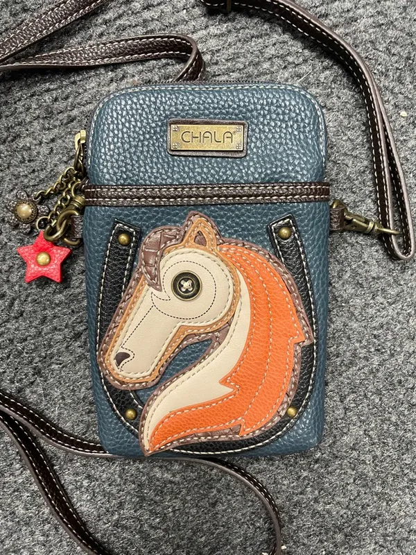 CHALA Horse Crossbody Convertible Purse Phone Holder blue equestrian - Image 2