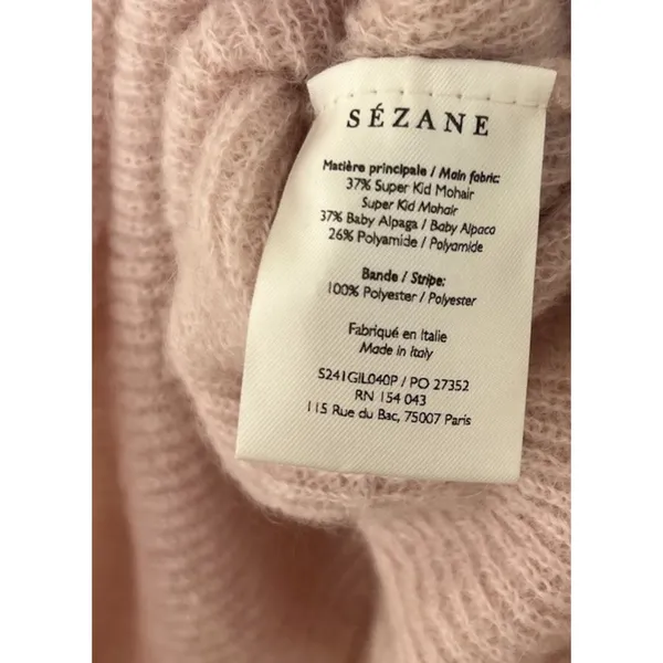 SEZANE Gaspard Mohair Alpaca Cardigan Button Down Rib Sweater XS Pink Coquette - Image 10