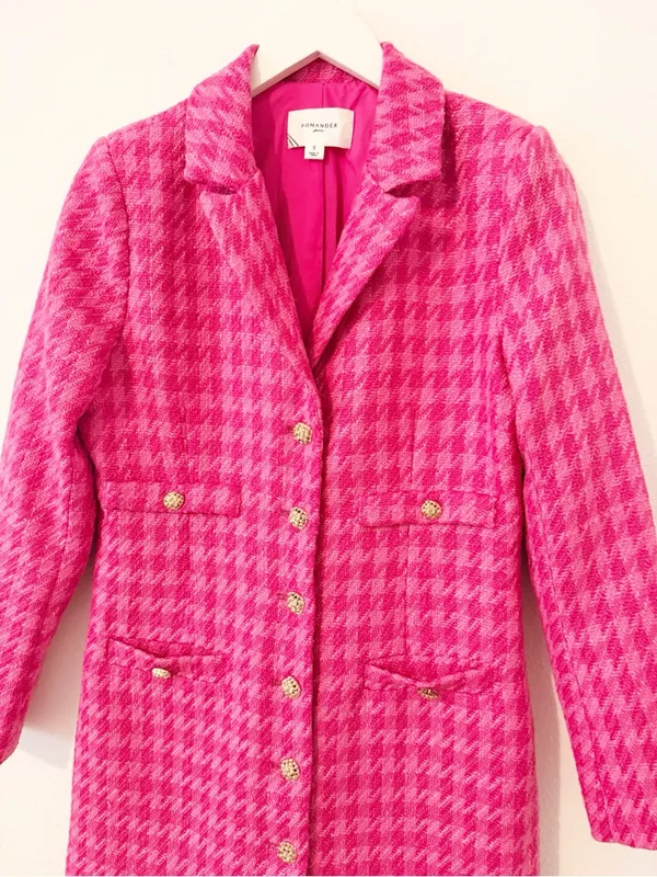 Pomander Place Magenta Tweed Stacie Houndstooth Pink Dress Tuckernuck Small S * - Image 6