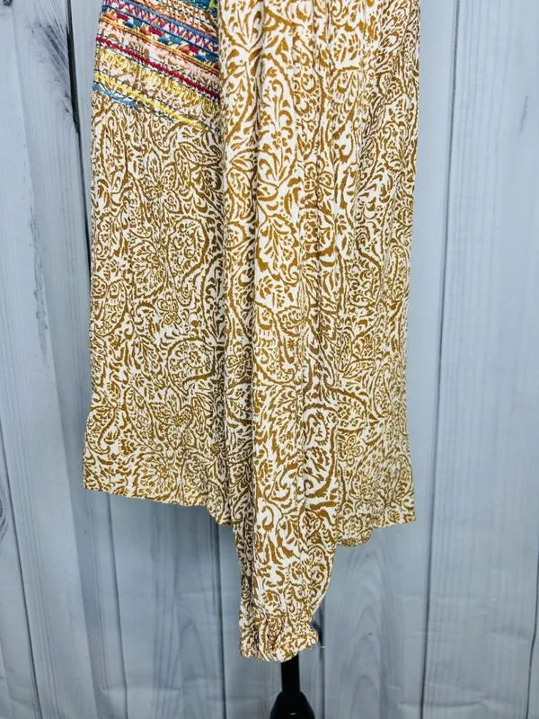Savanna Jane Embroidered Shirt Peasant Southwest Floral Boho Sz L Tie Neck - Image 7