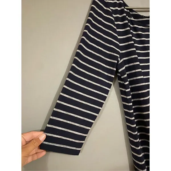 Gap Navy White Long Sleeve Knit MIDI Dress Size Large - Image 3