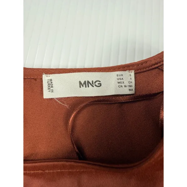 MNG Ruffle Long Sleeve‎ Blouse Elegant Top Copper Brown Size S - Image 2