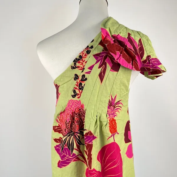 NWOT Farm Rio Fresh Garden One-Shoulder Linen Blend Midi Dress Size XS - Image 6