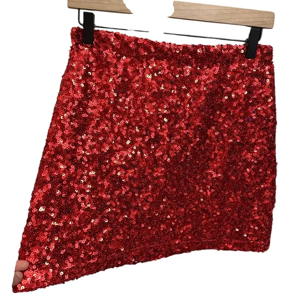 Beach Riot‎ Trixie Sequin Mini Skirt Red Size Medium BR55765R5 Clubbing Outfit - Image 11
