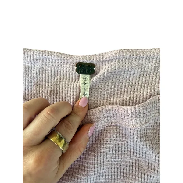 We The Free‎ Free People Pink Waffle Knit Thermal Balloon Sleeve Top Boho S - Image 3