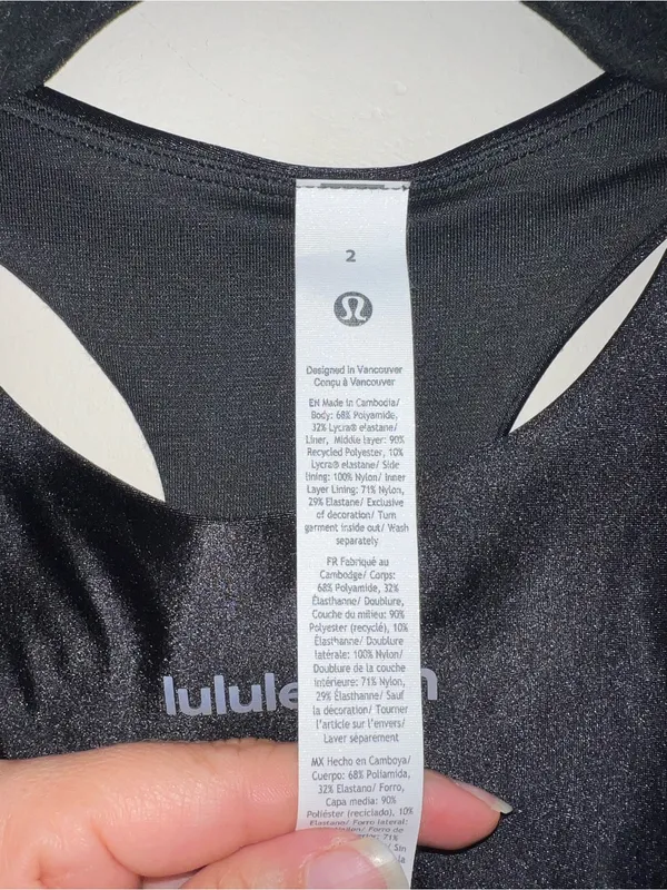 Lululemon Black Satin 2 Racerback Women's Crop Top - Image 5