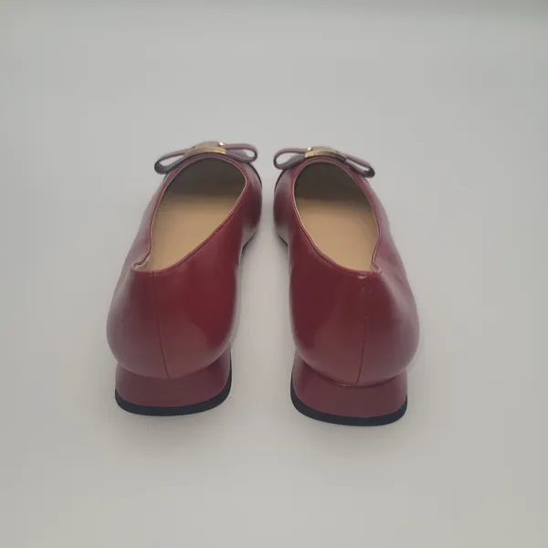 C.Paravano Flats Women Shoes US 8 EUR 38.5 Red Square Toe Metal Buckles Ballet - Image 4