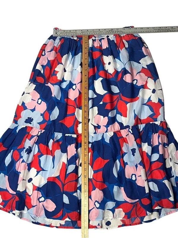DRAPER JAMES RSVP Floral Skirt Red White Blue Elastic Waist Womens Size Medium - Image 7