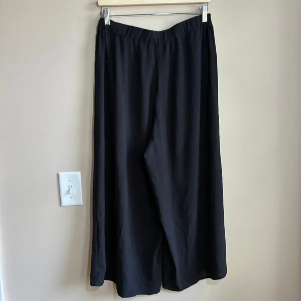 black wide leg trousers elastic and zipper closure women's large casual pants - Image 6