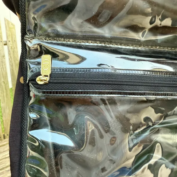 VTG 80’s Christian Dior Black Gold Polk A Dot Cosmetic Bag Travel Toiletries‎ C - Image 8
