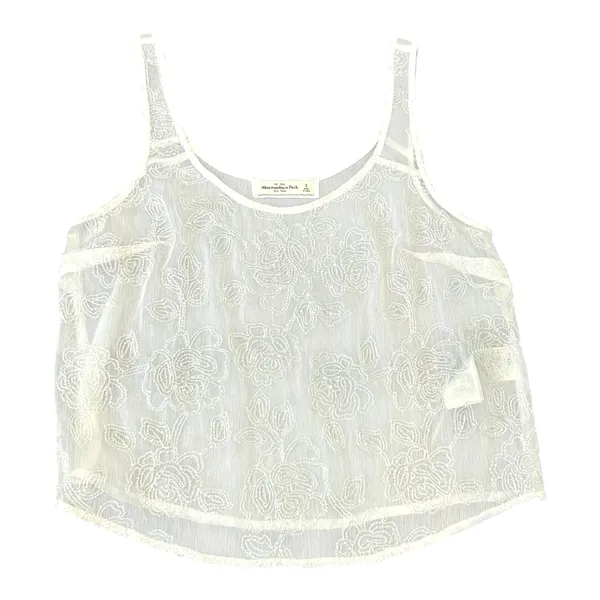 Abercrombie Fitch White Floral Lace Sheer Tank Top Womens Size S‎ - Image 8