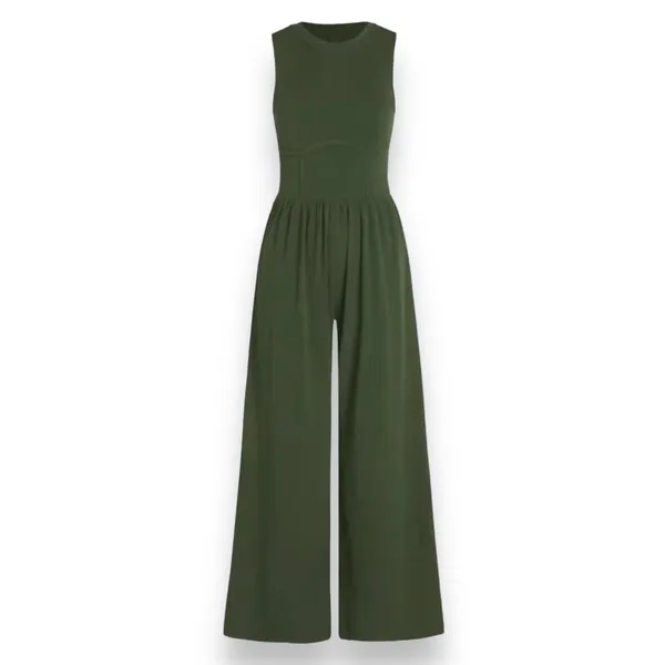 Cider Olive Sleeveless Wide Leg Jumpsuit - Image 3
