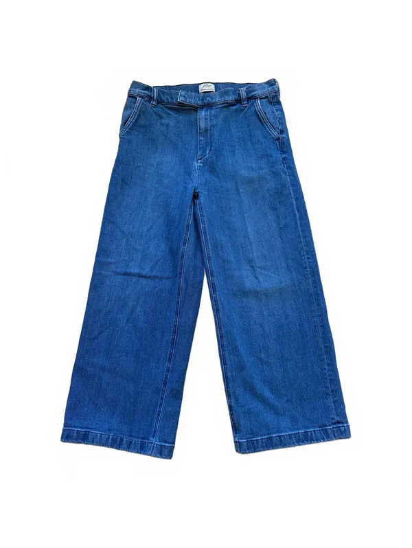 J.Crew Rayner Cropped Trouser Jeans Wide Leg Denim Blue Women's Size 30 - Image 3