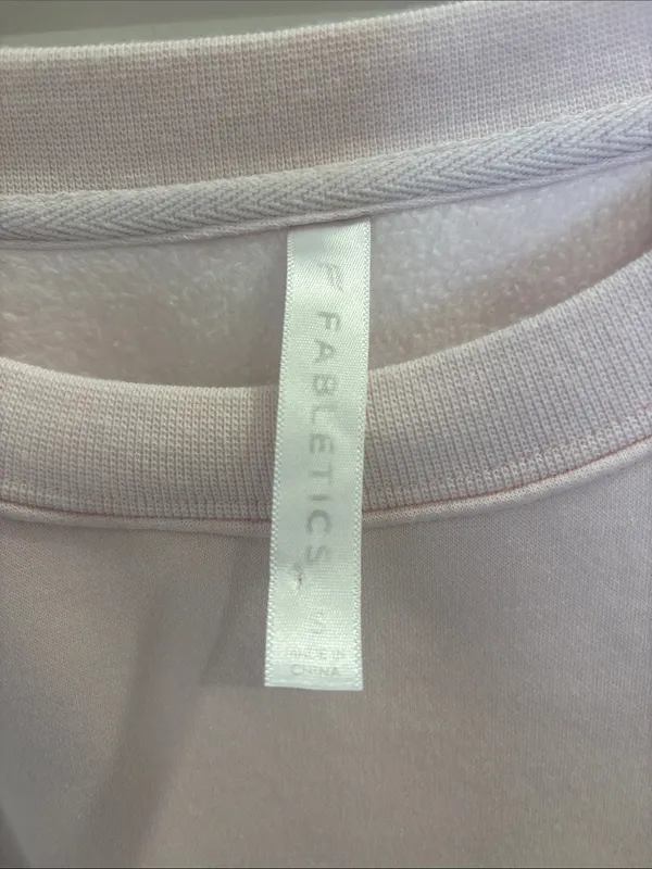 Fabletics Pink Crewneck Sweatshirt Embroidered Logo Graphic Back Pullover - Image 2