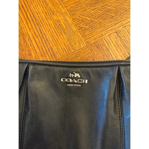 Coach Colette Black Pleated Leather Crossbody adjustable Bag - Image 2