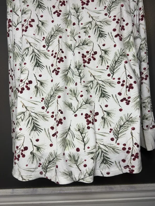 Stars Above Pajama Set Womens XXL White Berry Christmas Thermal Top Pants Lounge - Image 7