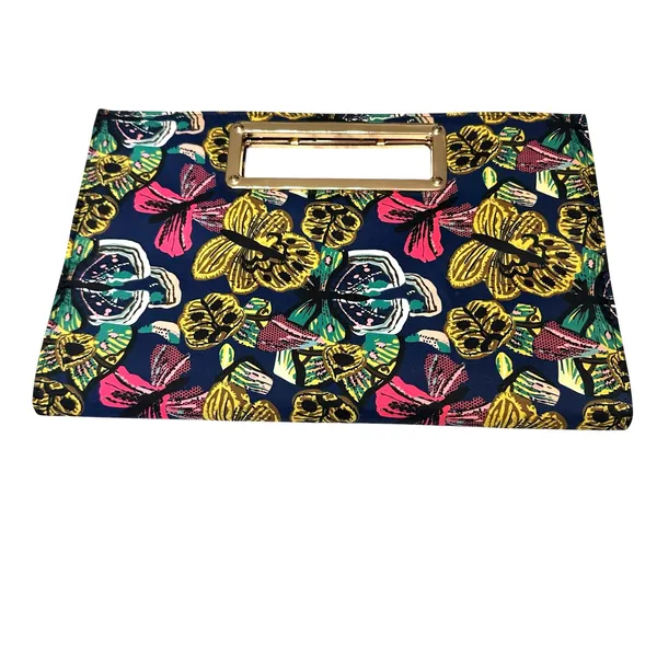 Multicolor Butterfly Rectangular Convertible Clutch Crossbody Purse Wedding Blue - Image 2