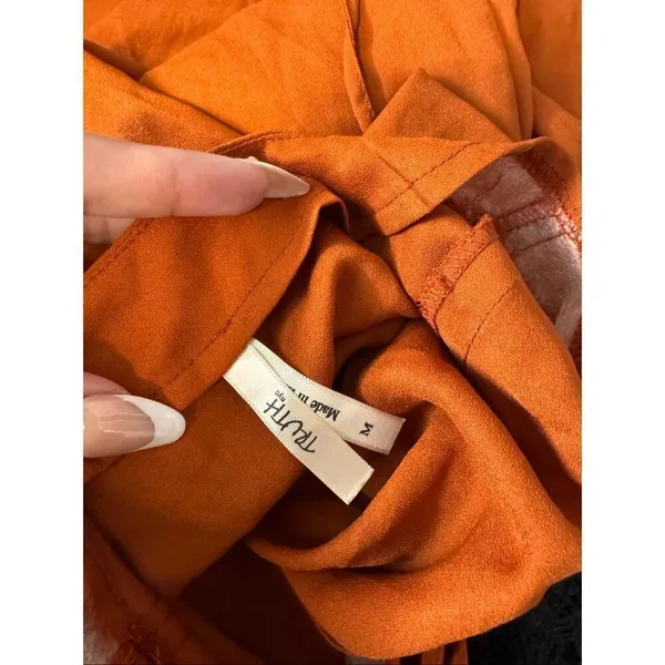 Truth NYC Rust Orange Lace-Up Blouse Women’s Size M - Image 6