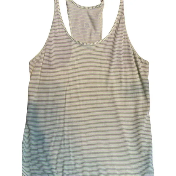 Lululemon Womens yellow Striped Racerback Tank Top sz 10 - Image 5