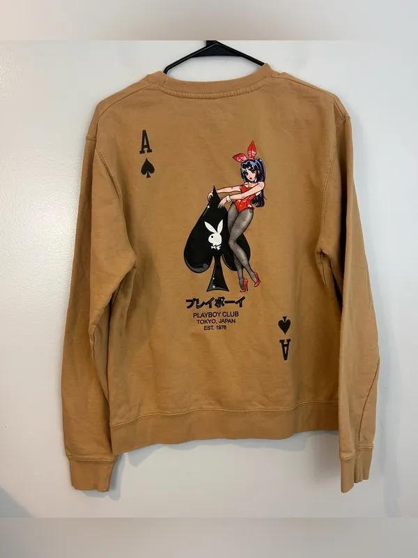 Playboy Club Tokyo, Japan Tan/Brown Crewneck Sweatshirt Pullover Size Medium - Image 2