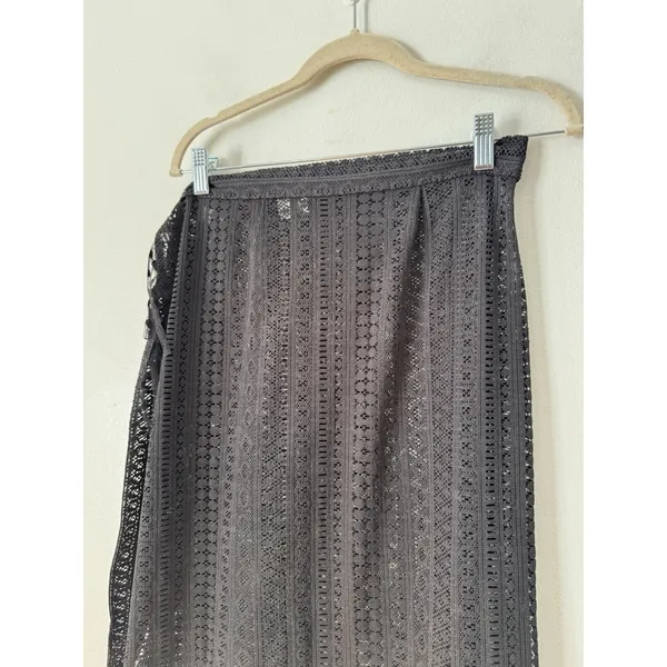 ASOS Black Crochet Fringe Tie Asymmetrical Beach Cover Up Women’s Size 6 Sarong - Image 3