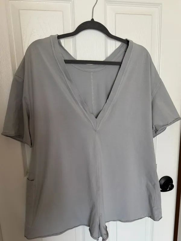Free People FP Movement Hot Shot Tee Romper in Beach Fog XS - Image 5