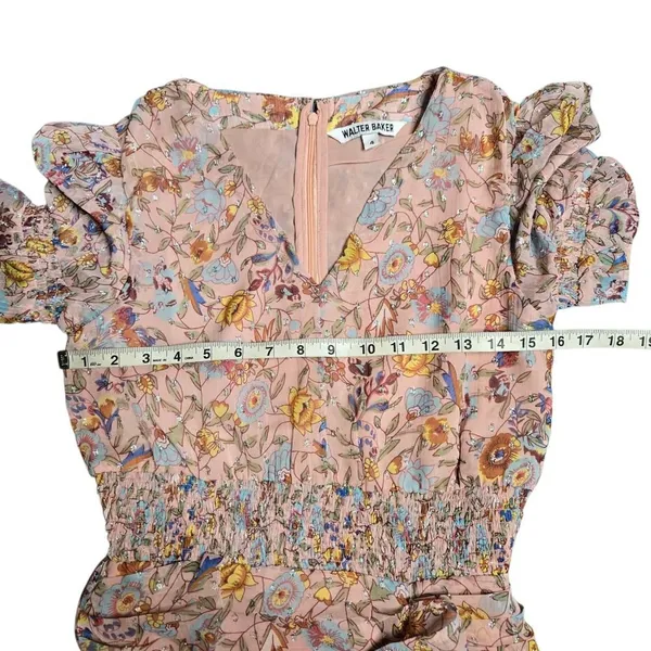 Walter Baker‎ Mars Floral Ruched Mini Dress Size: 4 - Image 4