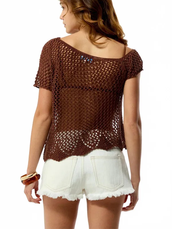 Pacsun Your Favorite Phoebe Crochet Top NWT Brown M - Image 2