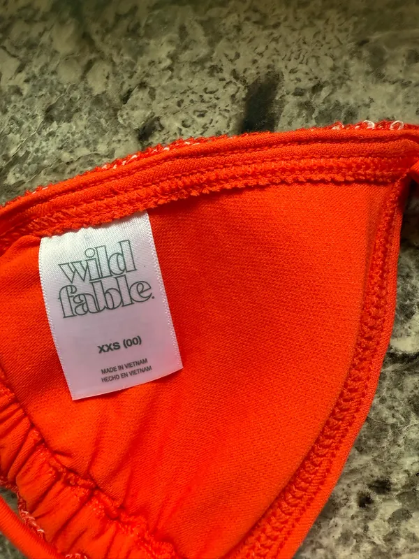 Wild Fable red and white striped crochet triangle bikini top - Image 2