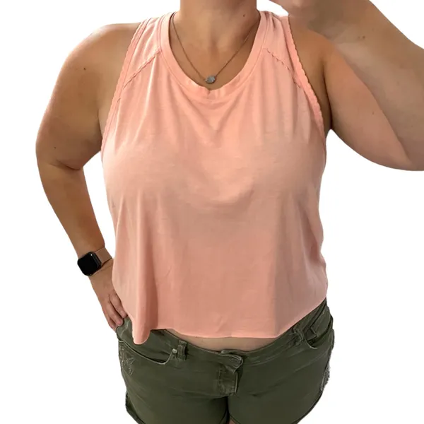 Old Navy (XL) Active Go-Dry Peach Braid Detail Raw Hem Slit Back Tank - Image 2