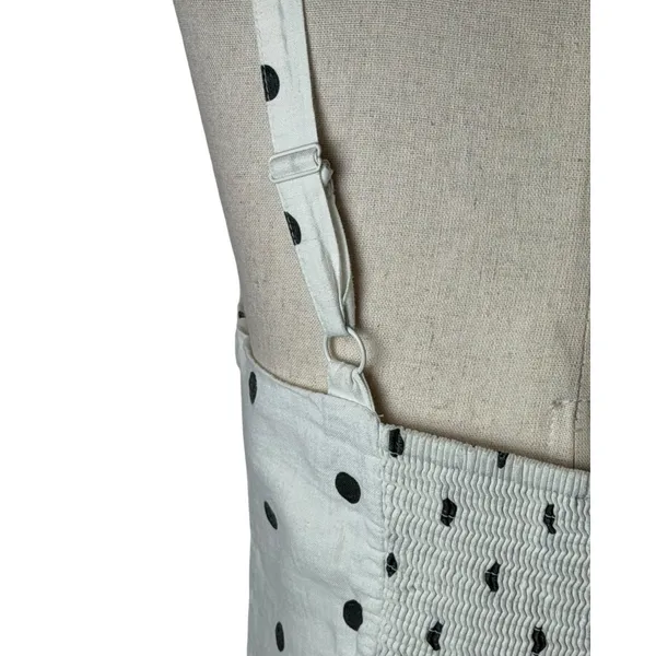 Old Navy Maxi Dress Women Medium White Polka Dot Ruffle Linen Blend Cami Retro - Image 9