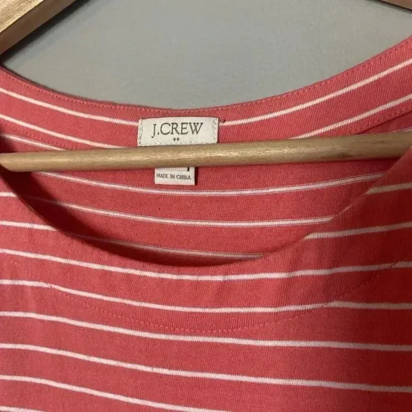 Jcrew knit midi T-shirt dress pink stripes‎ size Small Cotton - Image 7