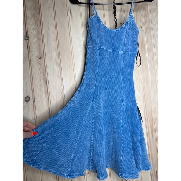 NWT Lulus Simply Pretty Washed Yellow Ribbed Pleated Sleeveless Mini Dress Sz M - Image 8