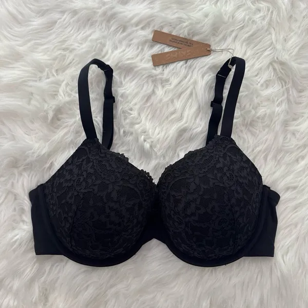 Skims Fits Everybody Lace T-shirt Bra Onyx Size 36D - Image 2