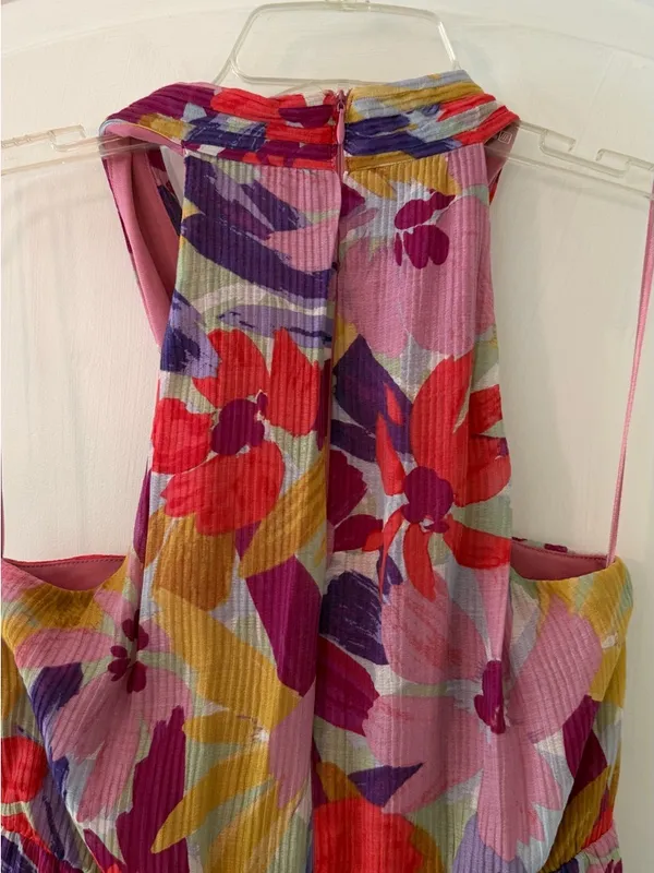 Colorful Floral Maxi Dress Pink Size 8 - Image 3