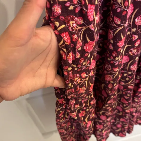 Old Navy Floral Babydoll Dress Large Red Pink Boho Cottagecore Mini - Image 3