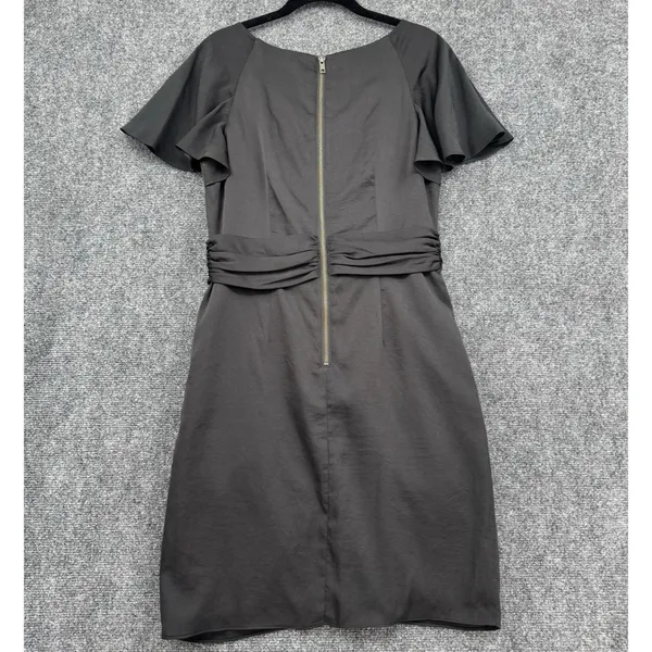 Miss Sixty M60 Black Ruched Dress Flutter Sleeve Mini Zip Up Cocktail Chic - M - Image 2